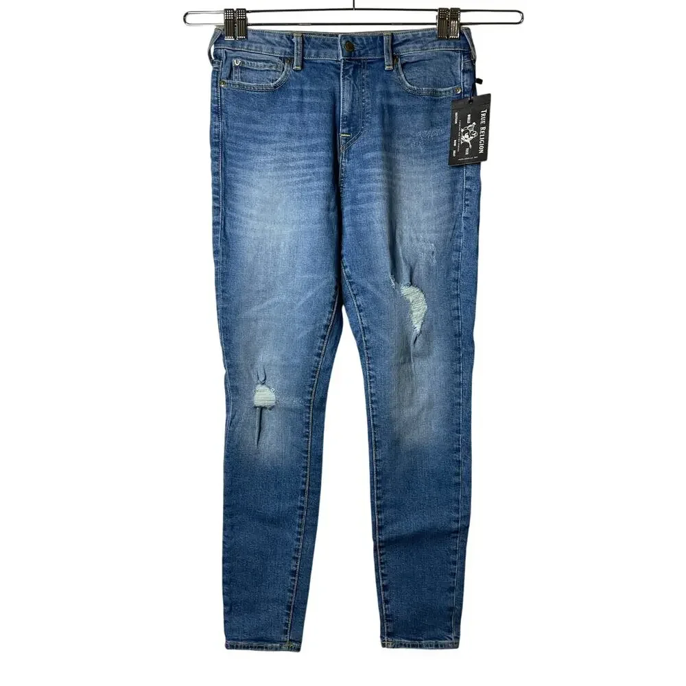 True Religion Women Jennie Curvy World‎ Tour Distressed Skinny Jeans High New